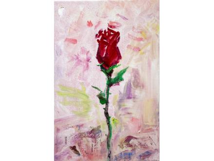 《站立的玫瑰花》油画原创（共享租赁一个月单价30元）和平