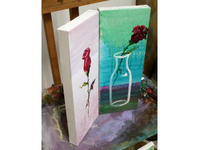 《站立的野玫瑰》油画原创（共享租赁一个月单价100元）李靖坤-花