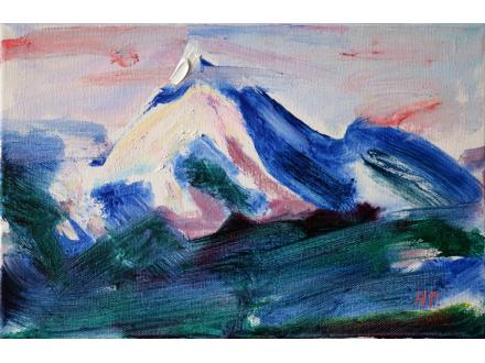 《雪山1号》油画原创（共享租赁一个月单价30元）和平